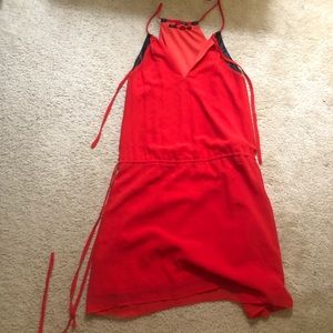 Zara Chiffon and Leather Dress Size M